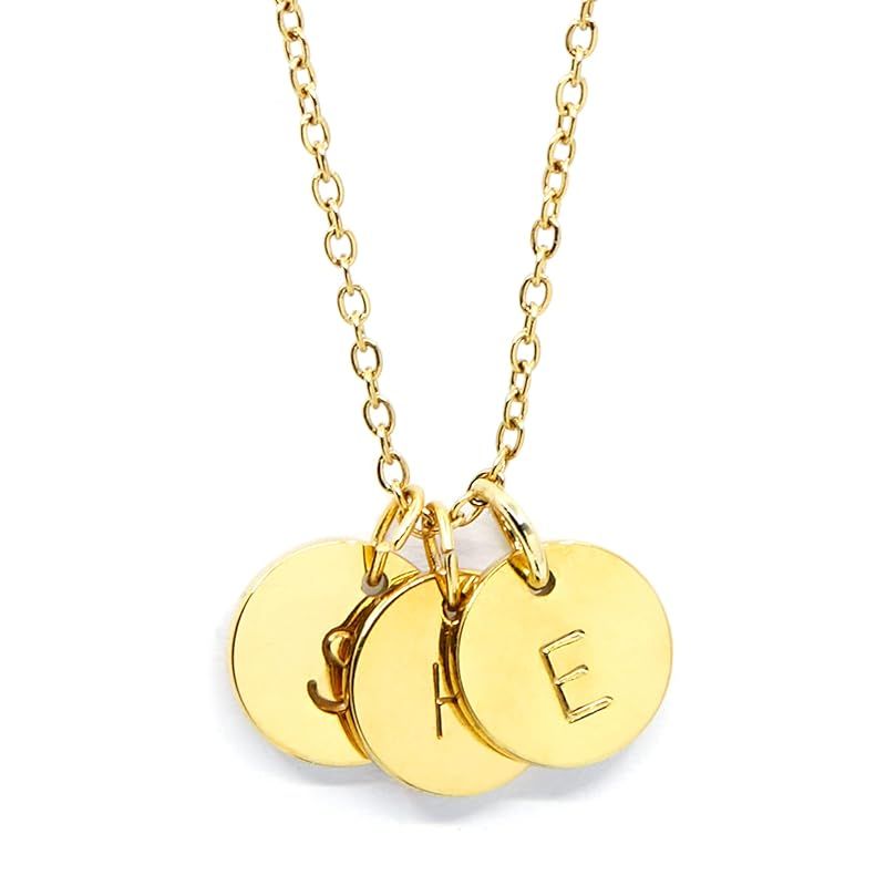 Personalized Tiny Coin Initial Necklace Petite Jewelry Personalized Gift For Her Handmade Jewelry... | Amazon (US)