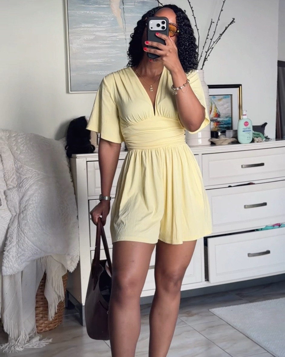 Outfit of the day in this cute yellow romper from @CIDER Perfect to run errands or to beach or pool. I’d definitely carry this to wear on vacation as well.

This bag from Mango also holds a tonne and will go with so many other outfits. I’ve also worn this bag to work.

#LTKootd #LTKPetite #LTKgrwm