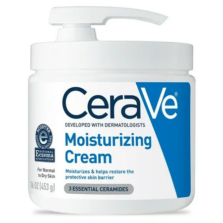 CeraVe Moisturizing Cream with Pump Face Moisturizer & Body Lotion Normal to Very Dry Skin 16 oz | Walmart (US)