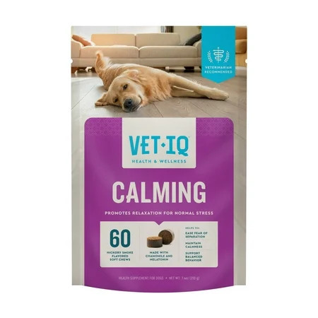 VetIQ Calming Support Supplement Soft Chews for Dogs, Hickory Smoke Flavored Soft Chews, 60 Count | Walmart (US)