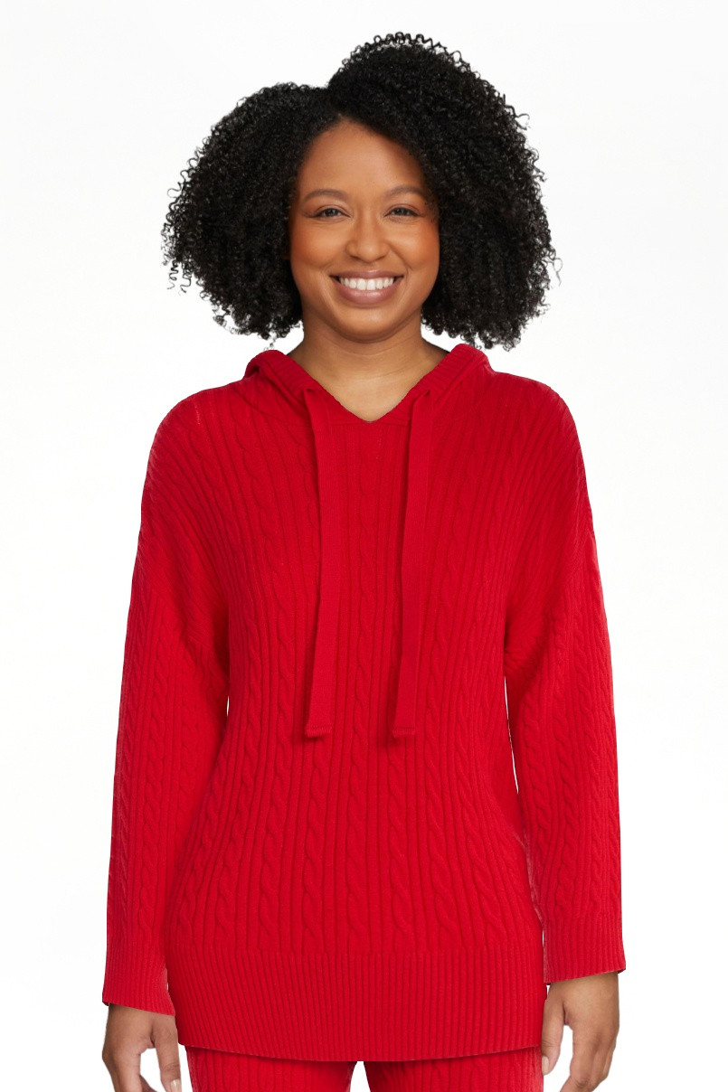 Free Assembly Women's Cozy Yarn Cable Knit Hoodie Sweater, Midweight, Size XS-XXL - Walmart.com | Walmart (US)