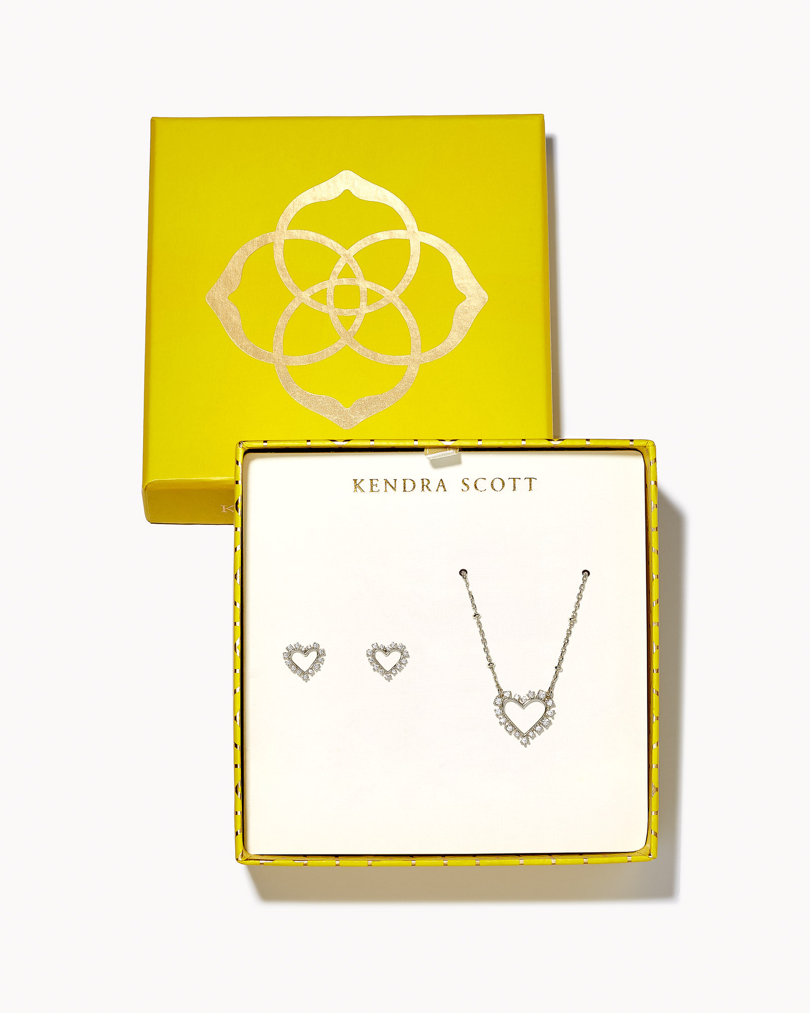 Ari Heart Necklace & Earrings Gift Set in White Crystal | Kendra Scott | Kendra Scott