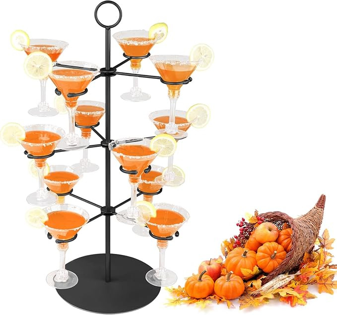 Cocktail Tree Stand for Parties Brunch,3 Tiers 12 Holders Drink tower Wine Glass Holder Stand,Cha... | Amazon (US)
