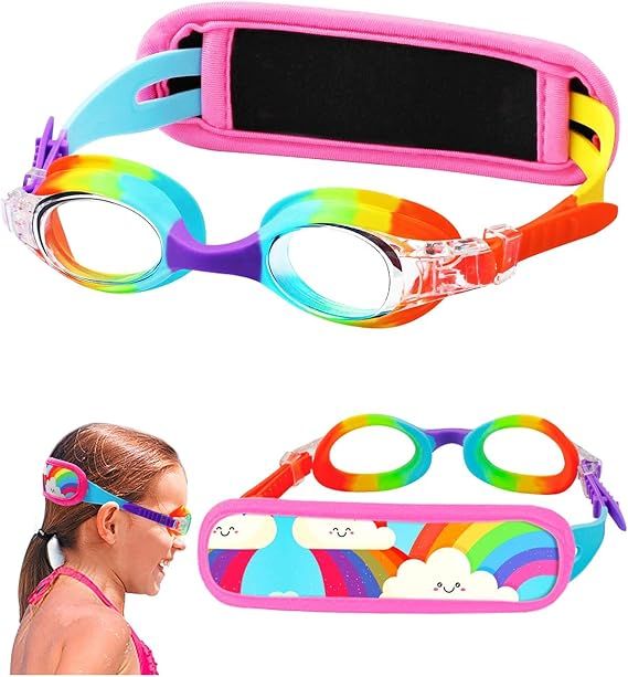 Vvinca Kids Swim Goggles with Fabric Strap No Tangle Pain-Free, Anti-Fog Swimming Pool Goggle No ... | Amazon (US)