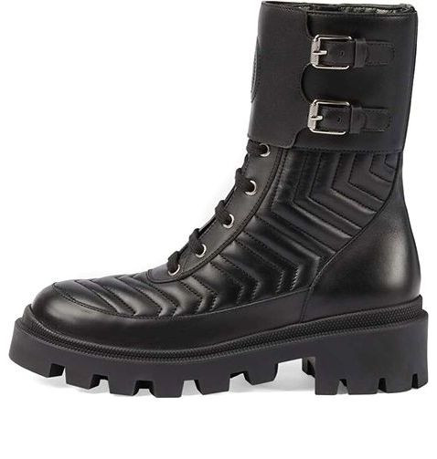 (WMNS) Gucci Frances Interlocking G Combat Boots 'Black' | KICKS CREW
