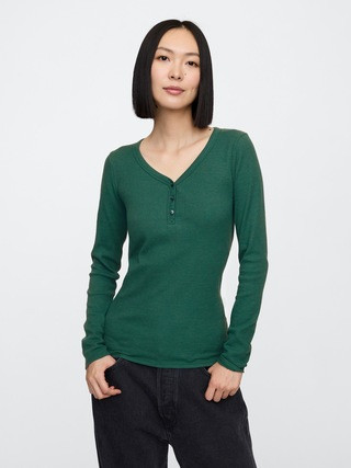 Waffle-Knit Henley PJ Top | Gap Factory