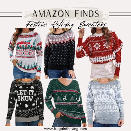 Holiday sweaters from Amazon 🎄🎅🏽🦌

#holidayfashion #holidaysweaters #uglysweaters #festivefashion #amazon #amazonfashion 

#LTKstyletip #LTKfindsunder50 #LTKHoliday