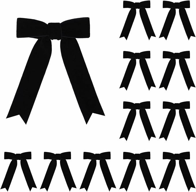 12 Pcs Velvet Bows with Twist Tie 3.5 Inch Pre-Tied Vintage Christmas Velvet Ribbon Bows for Trea... | Amazon (US)