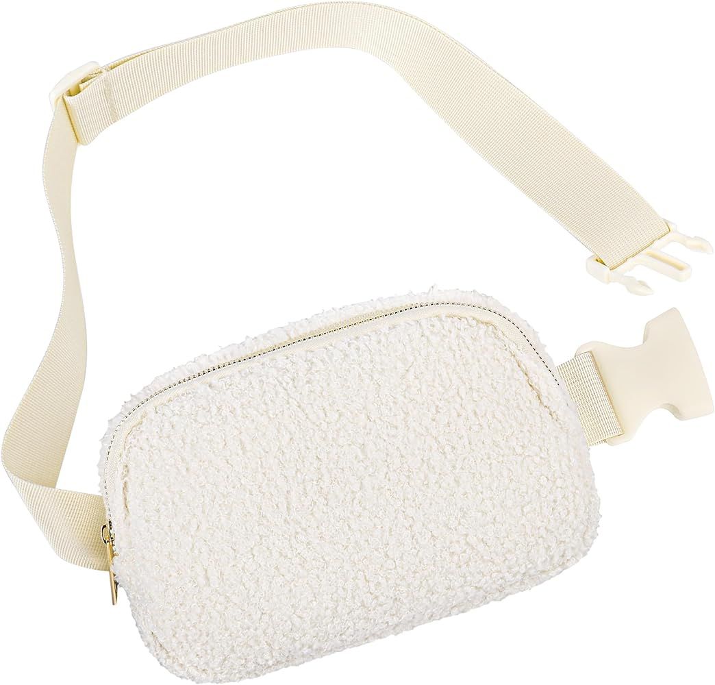 VKIOIP Small Fleece Belt Waist Bag Sherpa Mini Fanny Pack for Women with Adjustable Strap,Fashion... | Amazon (US)