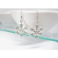 Snowflake Earrings, Snow Medium Dangle Winter Jewelry, Christmas Holiday Earrings | Etsy (US)