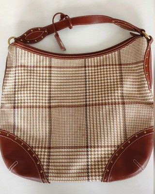 Vintage Lauren Ralph Lauren Brown Plaid/Houndstooth Shoulder Bag | eBay US