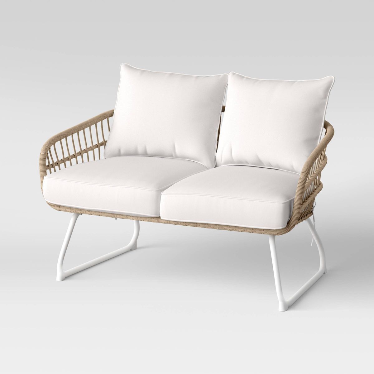 Southport Patio Loveseat with Metal Legs - Natural/White - Threshold™ | Target