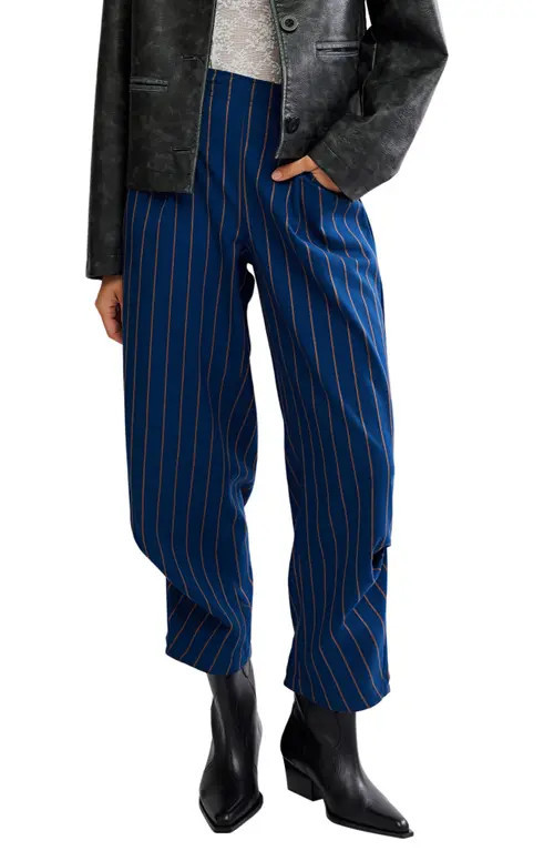 Free People Nice Choice Stripe Pull-On Pants in Navy Combo Pinstripe at Nordstrom, Size X-Small | Nordstrom