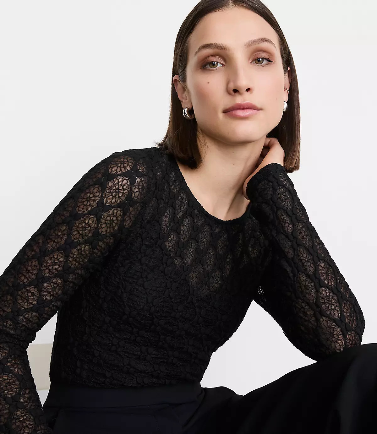 LOFT Versa Geo Lace Long Sleeve Top | LOFT