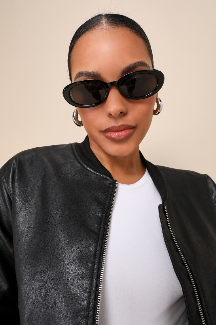 Voguish Presence Black Oval Sunglasses | Lulus