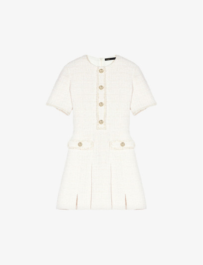 Womens Blanc Ralexia Pleated Tweed Mini Dress 10 | Selfridges