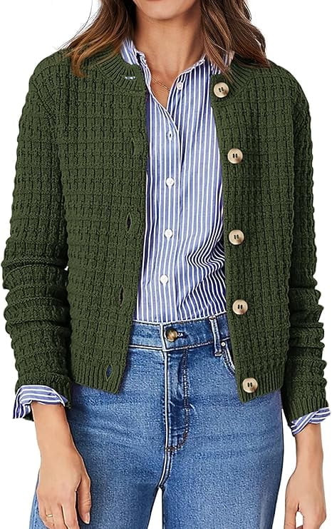 PrettyGarden Women's Cotton Knit Cardigan Sweater, Sizes S-2XL | Walmart (US)