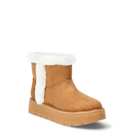 Time and Tru Women's Platform Mini Cozy Boots | Walmart (US)