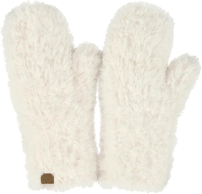 C.C Faux Fur Mitten For Women Unisex - Stretchable Soft Warm Cold weather Winter Gloves | Amazon (US)