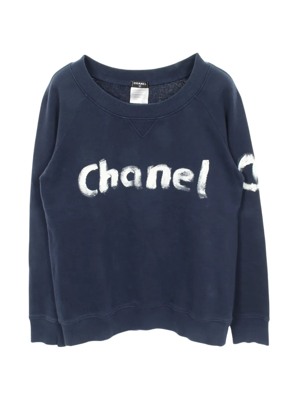 CHANEL Pre-Owned logo-print sweatshirt - Blue | Farfetch Global