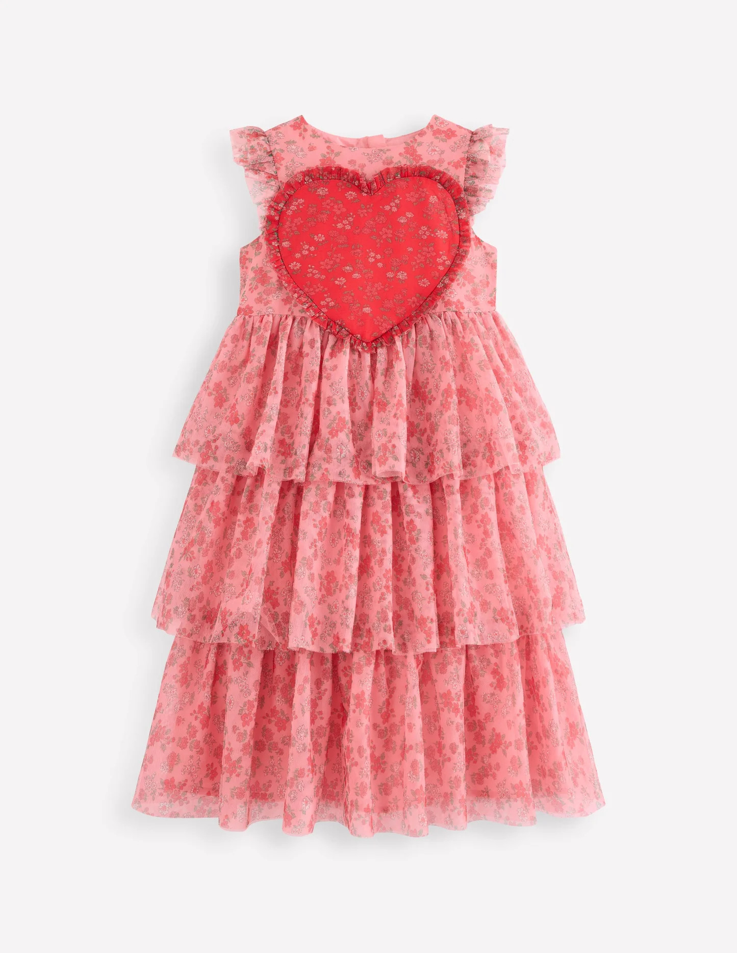 Heart Tulle Dress-Salmon Pink Meadow Floral | Boden (US)