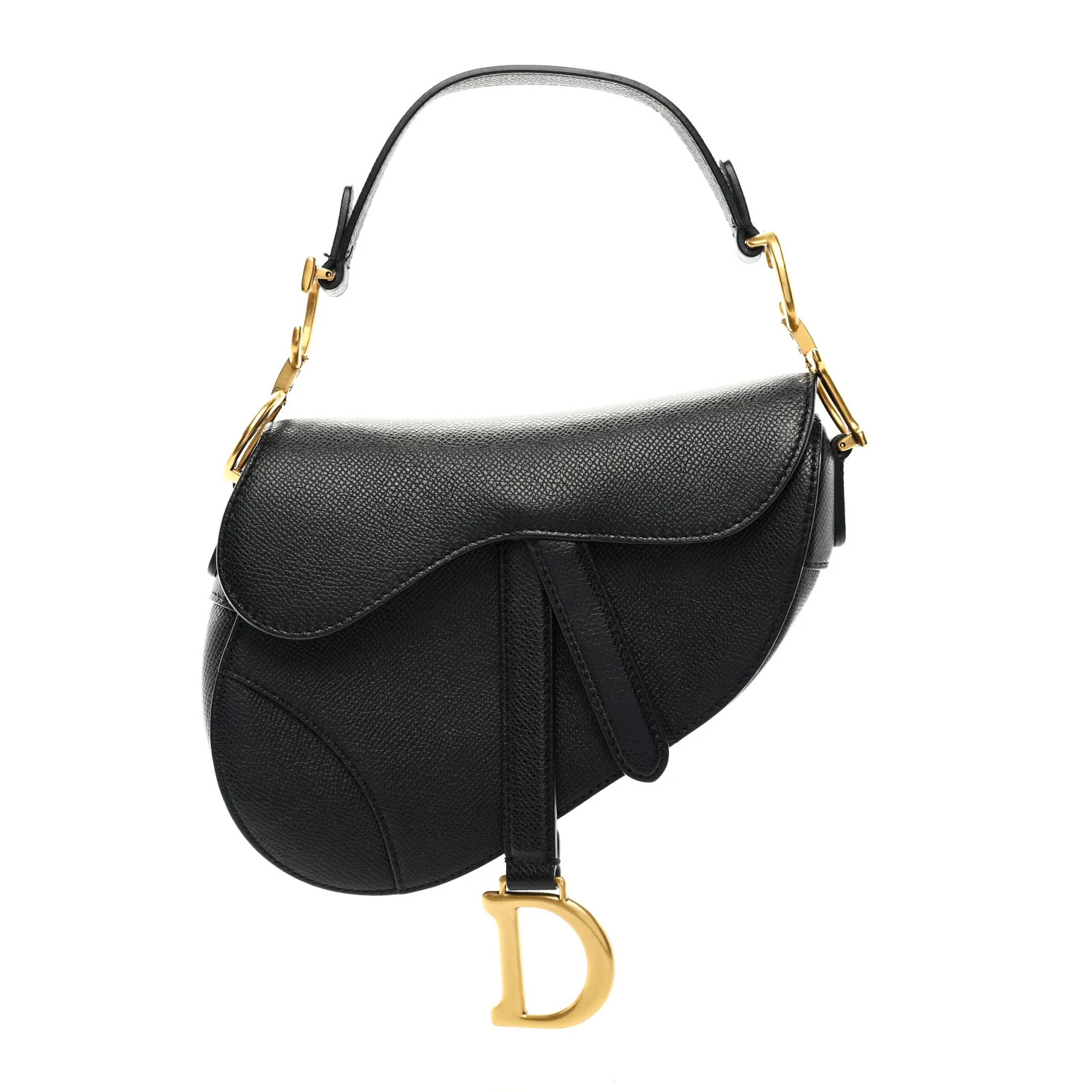 Grained Calfskin Mini Saddle Bag Black | FASHIONPHILE (US)