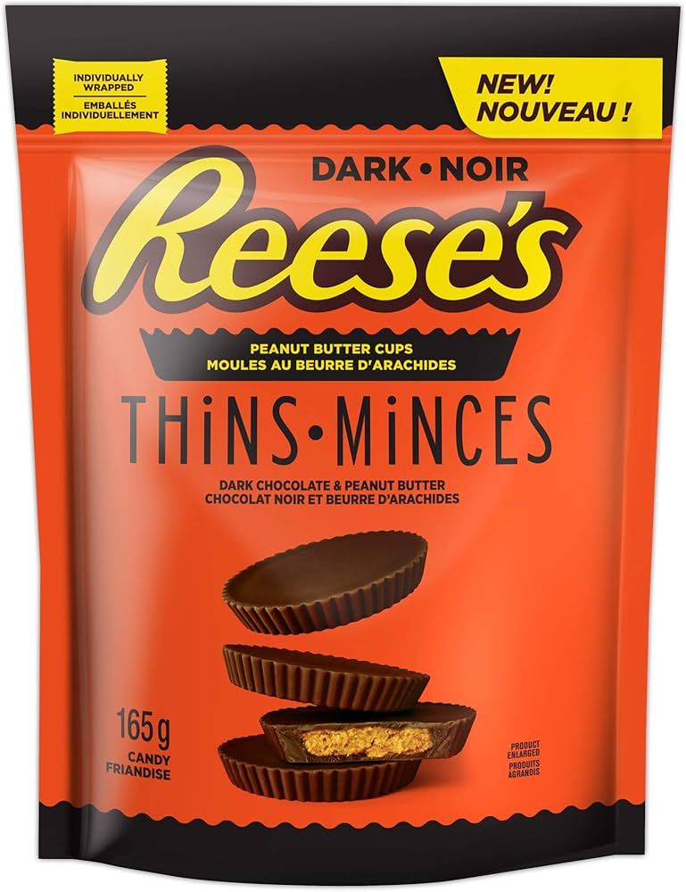 Reese's Thins Peanut Butter Cups Dark Chocolate, 165g/5.8 oz., {Imported from Canada} | Amazon (US)