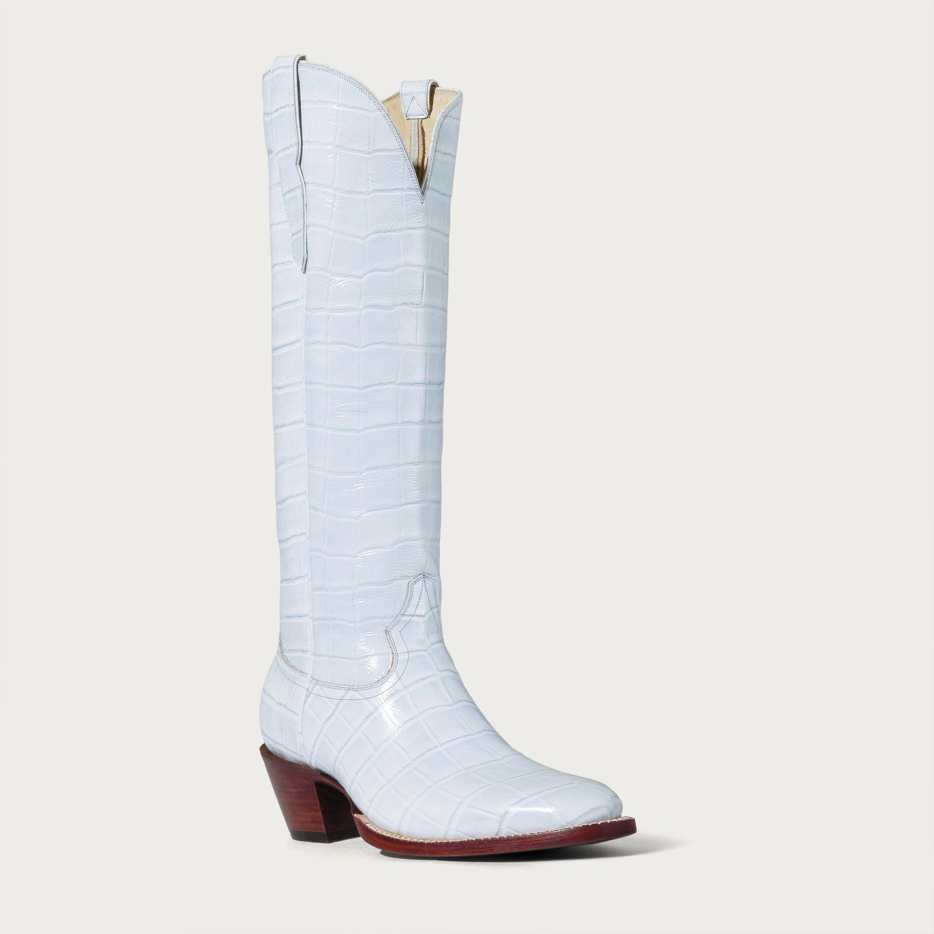 The Soho Boot Powder Blue Croc | CITY Boots