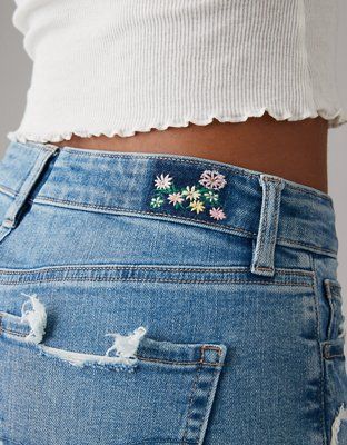 AE Next Level Low-Rise Ripped Denim Short Short | American Eagle Outfitters (US & CA)