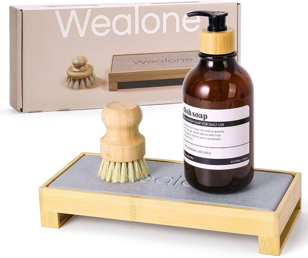 Wealone 3-in-1 Sink Caddy Instant Dry Sink Organizer, Fast Drying Diatomaceous Earth Stone, Kitch... | Amazon (US)