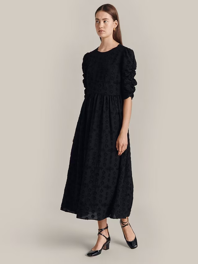 GhostCorinne Midi Dress, Black | John Lewis (UK)