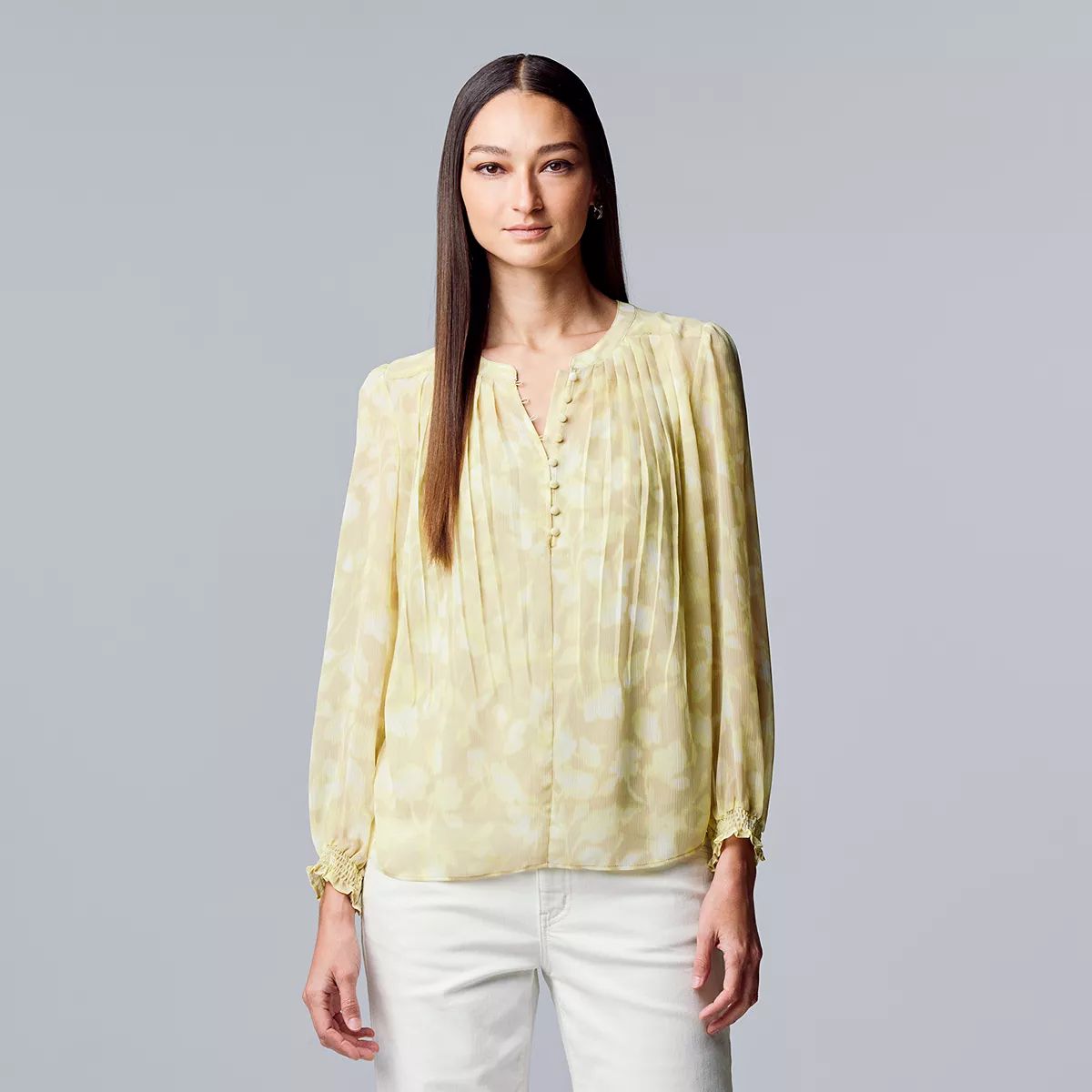 Petite Simply Vera Vera Wang Pleated Chiffon Blouse | Kohl's