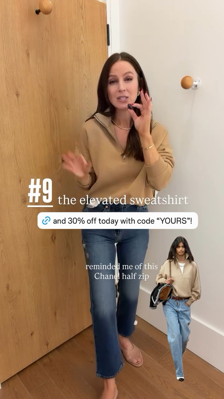 #9 best seller this week! the elevated sweatshirt! reminded me of this Chanel half zip. Use code “YOURS” for 30% off!

#LTKootd #LTKSeasonal #LTKSaleAlert