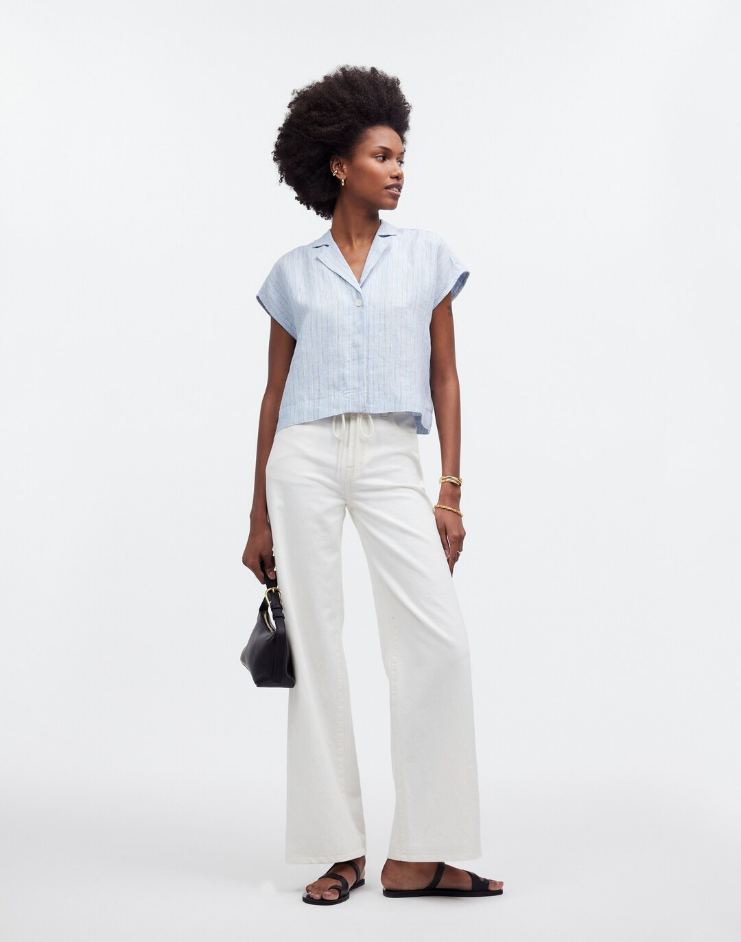 Boxy Cap-Sleeve Shirt in 100% Linen | Madewell