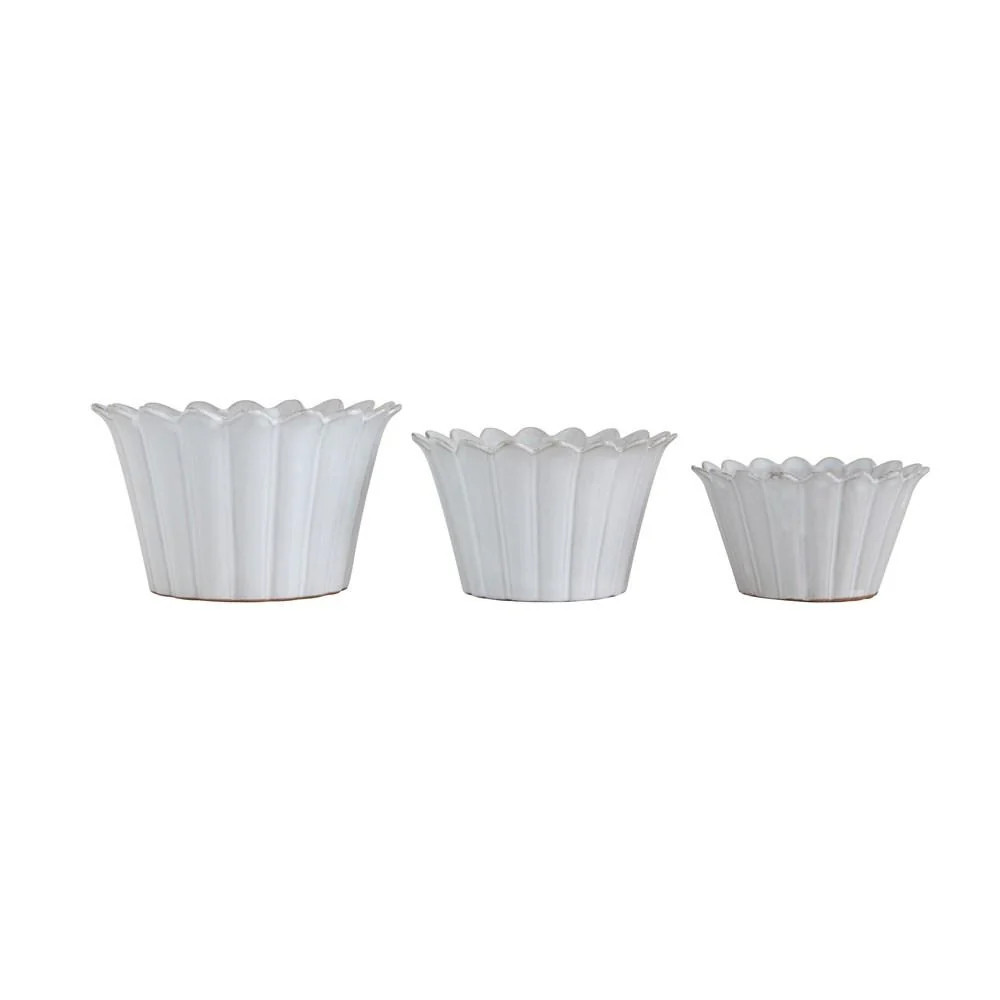 White Fluted Planter Set | Brooke & Lou | Brooke and Lou