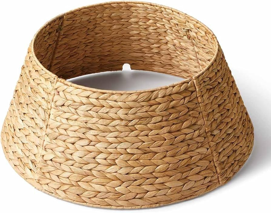 24in Christmas Tree Collar - Woven Hyacinth Tree Collars for Artificial Trees - Rattan Rustic Far... | Amazon (US)