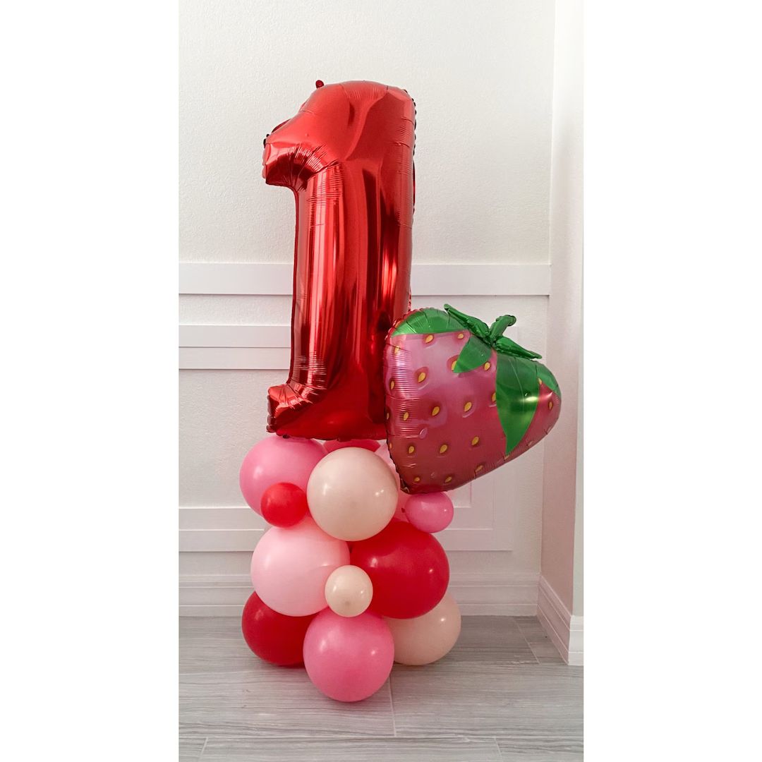 Strawberry Balloon Tower Strawberry Party Berry First One Berry Sweet Baby Shower Party Balloon C... | Etsy (US)