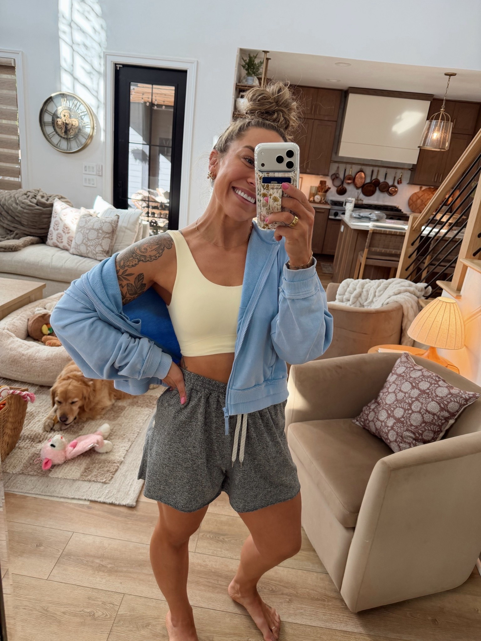 This buttery soft yellow medium support bra top is SO GOOD🌻✨🧈 in the S! & my zip up is on clearance 👀 also in the S! 

Shorts are old Vuori & they no longer make them sadly 😭

Comfy / casual / ootd / athleisure / target finds / sale / Holley Gabrielle 

#LTKdayinmylife #LTKPetite #LTKActive