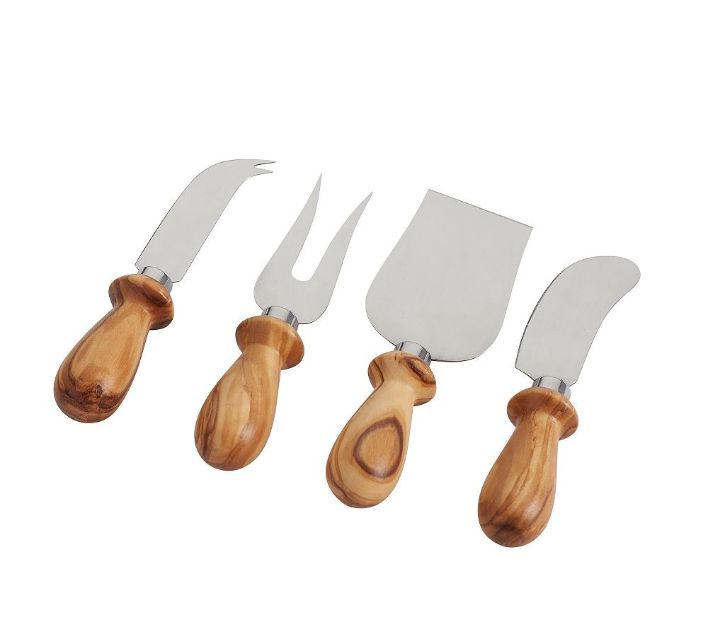 Olive Wood Cheese Knives - Set of 4 | Pottery Barn (US)
