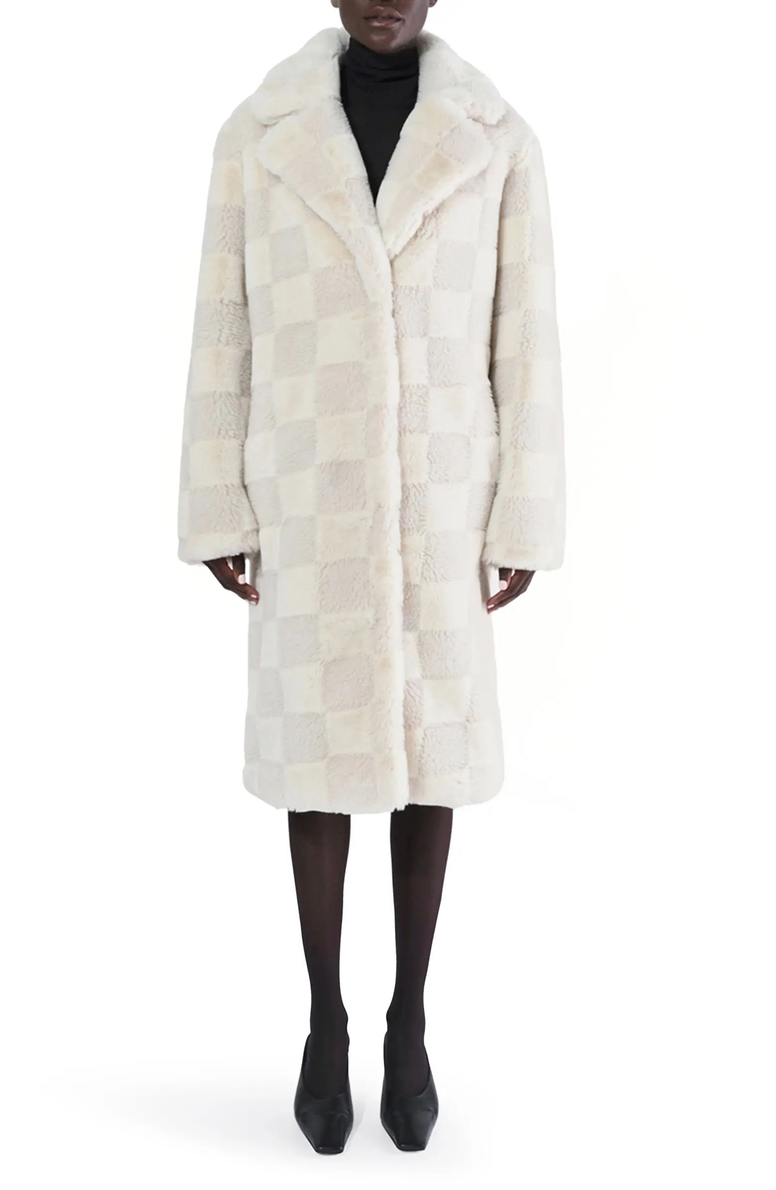 Apparis Tikka Checkerboard Faux Fur Coat | Nordstrom | Nordstrom