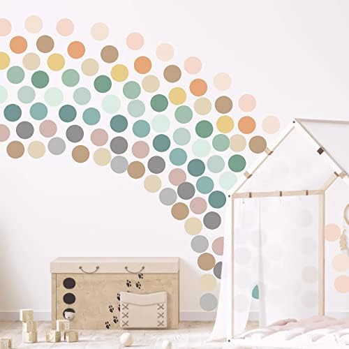 Amazon.com: 2-inch Polka Dot Wall Decals For Girls Bedroom Featuring 150 Boho Rainbow Wall Decal ... | Amazon (US)