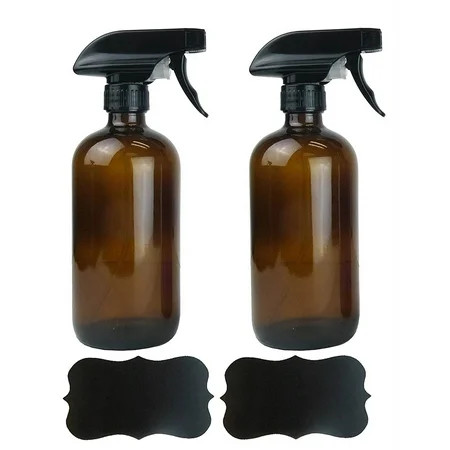 DII Set of 2 Amber Glass Spray Bottles for 16oz of Liquids with Chalkboard Labels for Cleaners, Esse | Walmart (US)