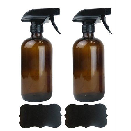 DII Set of 2 Amber Glass Spray Bottles for 16oz of Liquids with Chalkboard Labels for Cleaners, Esse | Walmart (US)