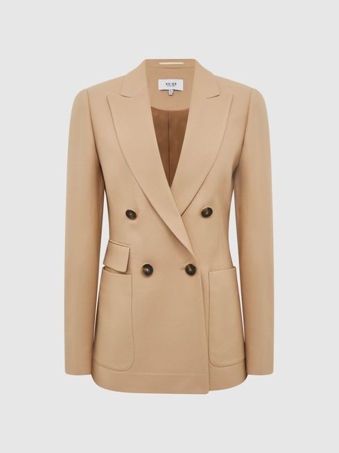 Double Breasted Twill Blazer | Reiss UK
