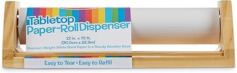 Melissa & Doug Wooden Tabletop Paper Roll Dispenser with White Bond Paper (12 inches x 75 feet) | Amazon (US)