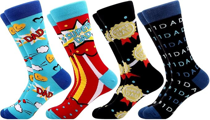 WeciBor Men's Funny Novelty Crew Socks, Cotton Casual Dress Socks Multi Pack with Fun Colorful Pa... | Amazon (US)