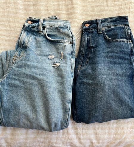 My new favorite jeans. 100% cotton. Skater high rise wide leg curvy and then a pair of mom jeans in this gorgeous medium wash. I wear size 3 in both- 5’5” and 130lbs

#LTKfindsunder50 #LTKsalealert