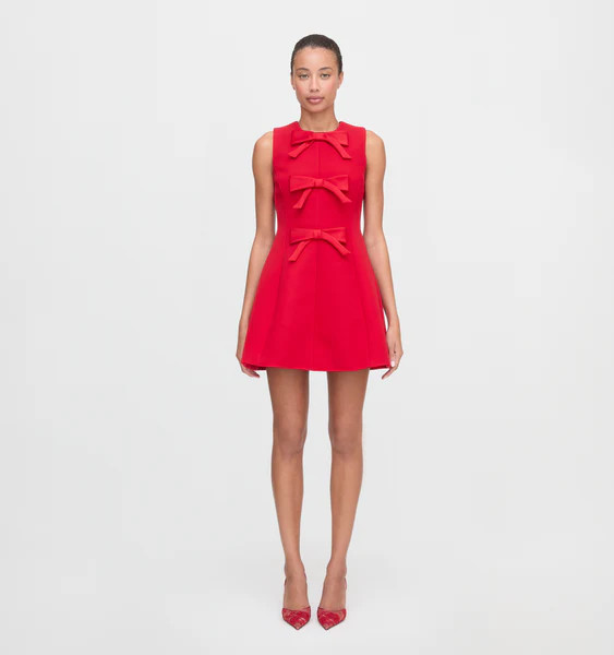 The Blythe Bow Dress - Red with Red Bows | Hill House Home US
