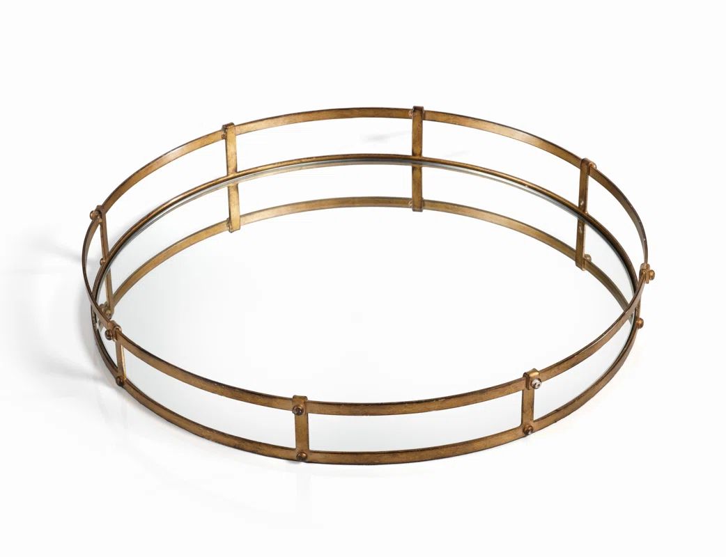 Round Antiqued Gold Serving Tray | Wayfair North America