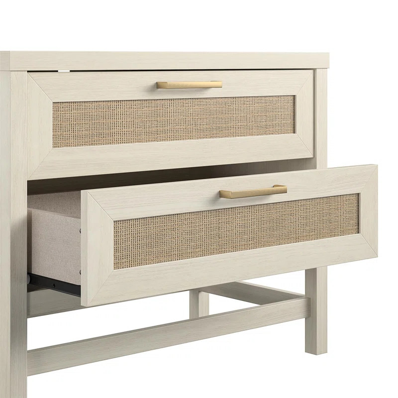 Stehouse 24'' Tall 2 - Drawer Nightstand in Ivory Oak/Brown | Wayfair North America